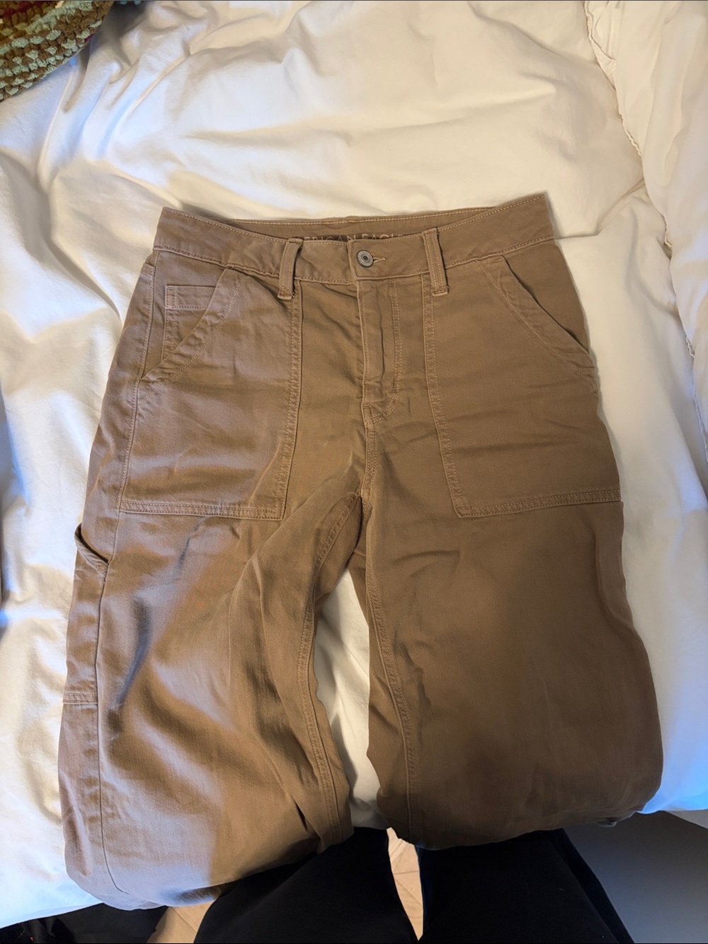 American Eagle Outfitters Tan Cargo Wide-Leg Utility Pants